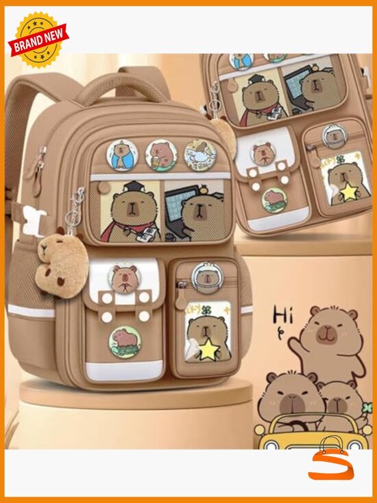 Large Capacity Waterproof Kawaii Backpack with Pins Accessories 12 Piece Set main image 5